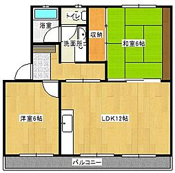 ヴィラコンフォート下俣南 2LDKの間取図画像