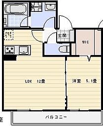 プルミエールD 1LDKの間取図画像