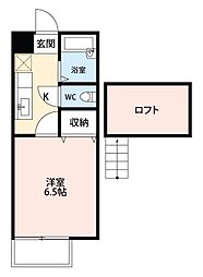 ビバリーハウス萩丘B 1Kの間取図画像