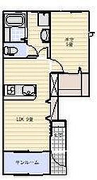 浜松市浜名区八幡アパート 1LDKの間取図画像