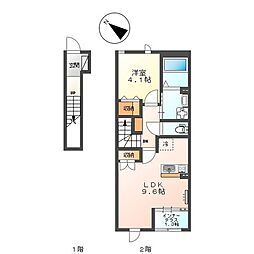 グランデ・フィオーレ 1階1LDKの間取り