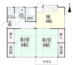 早田借家 2DKの間取り