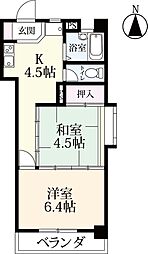 シャトレ鍋島　2 3階2Kの間取り
