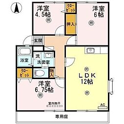 サントゥール溝田A 3LDKの間取図画像