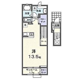 アルドーレIII 2階ワンルームの間取り