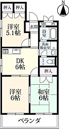 シャトレ鍋島　3 3階3DKの間取り