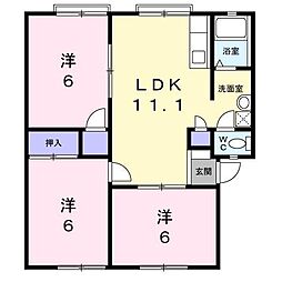サンビレッジ諸富A 3LDKの間取図画像