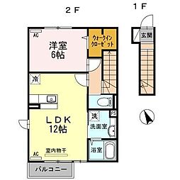 オプティマムハウスB 1LDKの間取図画像