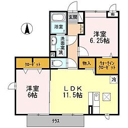 サンハウスB 2LDKの間取図画像