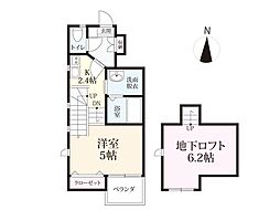 ヴェントスバージョン2 1Kの間取図画像