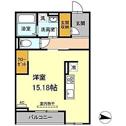 LapisLazuliB ワンルームの間取図画像