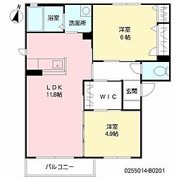 メゾンエスポワール2 2LDKの間取図画像