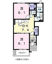 ヌーベル・ソレイユA 2DKの間取図画像