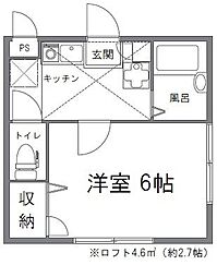メインシティガーデン アゼリア 2階1Kの間取り