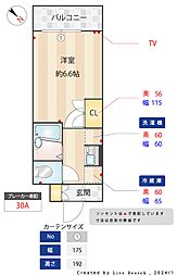 メインステージ目黒南 1Kの間取図画像