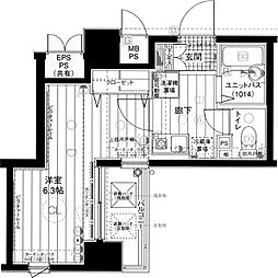 メインステージ日本橋箱崎2 1Kの間取図画像