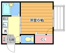 朝日ハイツ 1Kの間取図画像
