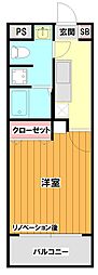 ソキウス山手町 1Kの間取図画像