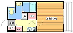 ヒルサイドハウス源 1Kの間取図画像