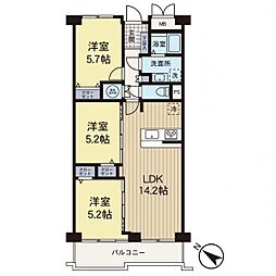 ハイツ東久留米 3LDKの間取図画像