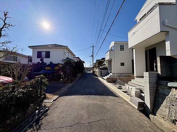 一戸建ての多いエリア。静かで落ち着いた雰囲気