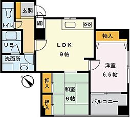 プルミエール竹尾 2階2LDKの間取り