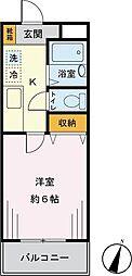 エレンシア 1Kの間取図画像