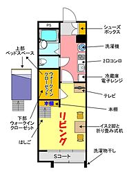 Osaka Metro今里筋線 清水駅 徒歩10分の賃貸アパート 1階1Kの間取り