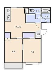メゾンレリヤII 1階2DKの間取り