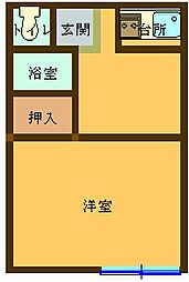 にしき野ハイツ 2階1Kの間取り