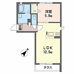 ニッセイシャーメゾン津山B 1LDKの間取図画像