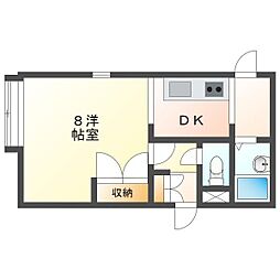 タウンパル 1Kの間取図画像