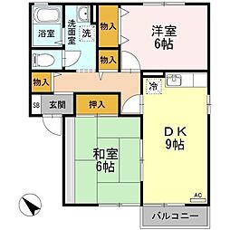 サンライズ勝間田2C 2DKの間取図画像