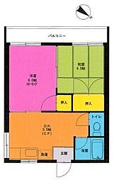 東急池上線 雪が谷大塚駅 徒歩10分の賃貸アパート 2階2DKの間取り