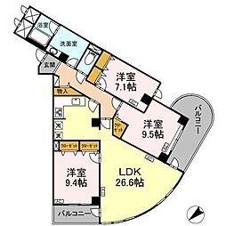 モニュメントスクウェア　弐番館 1階3LDKの間取り