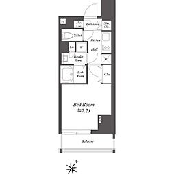 ブランシエスタ北品川 11階1Kの間取り