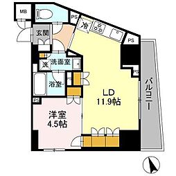 リーラ品川戸越 1LDKの間取図画像