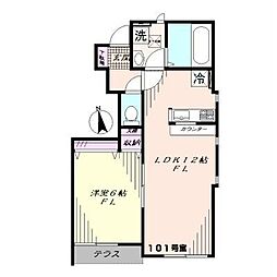 シュタールヒュッテA 1LDKの間取図画像