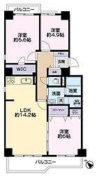船橋シティハイツB 3LDKの間取図画像
