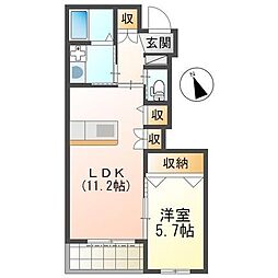 ハイマート雨窪 1階1LDKの間取り