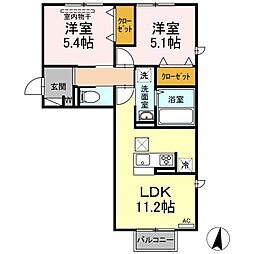 ルピナ尾倉 2LDKの間取図画像