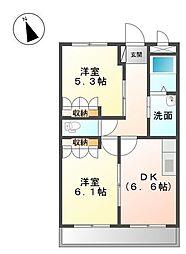 メゾン・グランドソレイユ 2DKの間取図画像