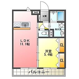 グランフィーネ西宮市1 1LDKの間取図画像