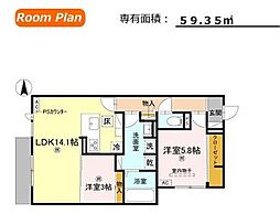 Osaka Metro今里筋線 新森古市駅 徒歩6分の賃貸アパート 3階2LDKの間取り
