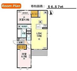 Osaka Metro谷町線 関目高殿駅 徒歩15分の賃貸アパート 2階2LDKの間取り