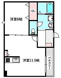 京阪本線 土居駅 徒歩5分の賃貸アパート 1階1LDKの間取り