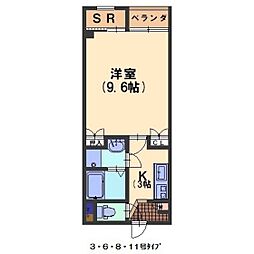 シャルルマルラン 1Kの間取図画像