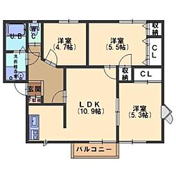 ロイヤル・ドミールA 3LDKの間取図画像