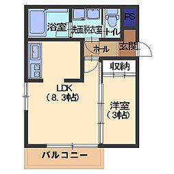 Primo bene 1階1LDKの間取り