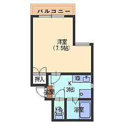ヘルメス568 1Kの間取図画像